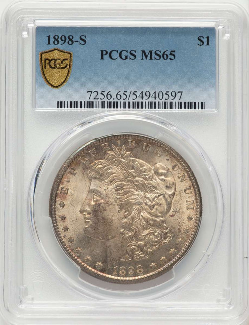 1898-S S$1 Morgan Silver Dollar Coin PCGS MS65 coin front image
