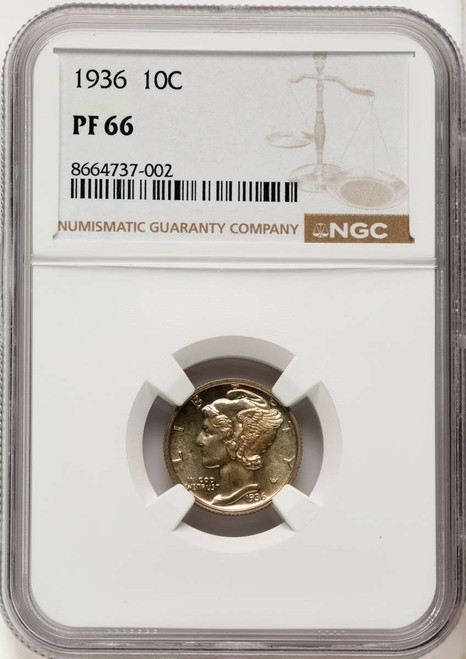 1936 10C Proof Mercury Dime Coin NGC PF66 coin front image