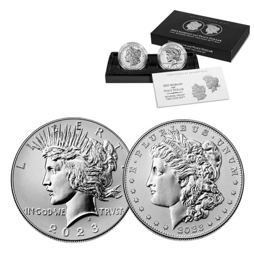  2023-S Reverse Proof Morgan and Peace Dollar Two-Coin Set OGP 