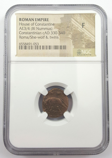 Bullionshark Roman AE of Urbs Roma (AD 330-346) NGC (F) 