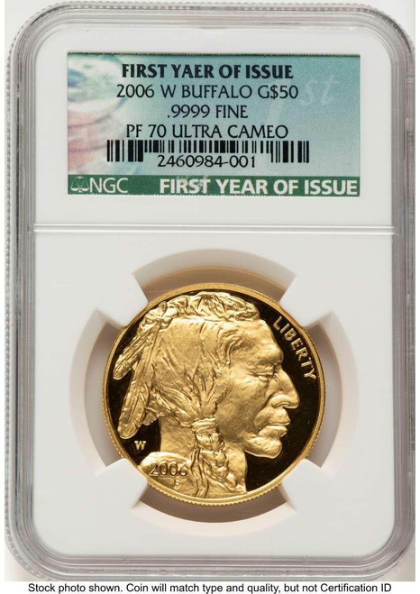 Bullionshark 2006-W $50 Proof 1 oz American Gold Buffalo Coin NGC PF70 UCAM - .9999 Fine Gold - HAT508335079 