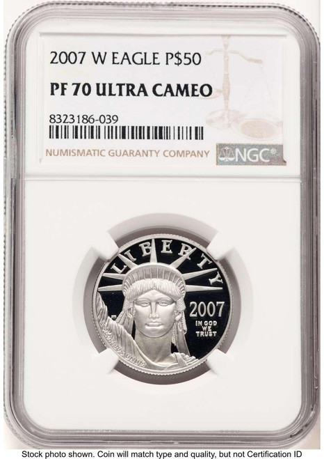 Bullionshark 2007-W $50 Proof 1/2 oz Platinum Eagle Coin NGC PF70 UCAM - Statue of Liberty - HAT508335190 