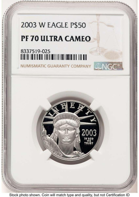 Bullionshark 2003-W $50 Proof 1/2 oz Platinum Eagle Coin NGC PF70 UCAM - HAT508335186 