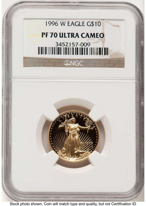 Bullionshark 1996-W $10 Proof 1/4 oz American Gold Eagle Coin NGC PF70 UCAM - HAT508335066 