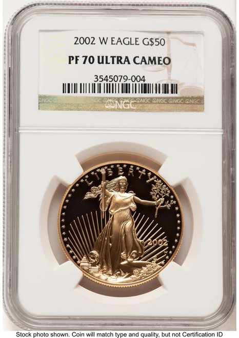 2002-W $50 Proof 1 oz American Gold Eagle Coin NGC PF70 UCAM coin front image