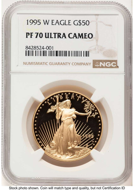 1995-W $50 Proof 1 oz American Gold Eagle Coin NGC PF70 UCAM coin front image