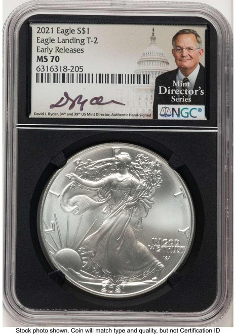 Bullionshark 2021 S$1 American Silver Eagle Coin NGC MS70 - Type Two - First Strike - HAT789018072 
