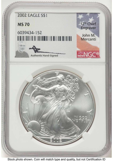 Bullionshark 2002 S$1 American Silver Eagle Coin NGC MS70 - HAT786209063 