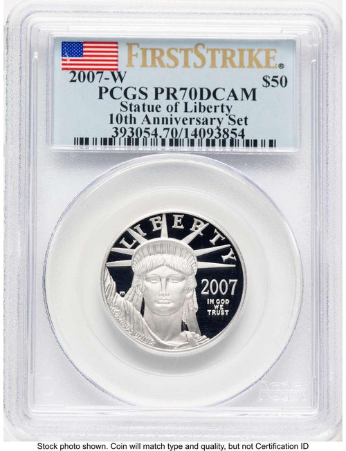 Bullionshark 2007-W $50 Proof Modern Bullion Coin PCGS PR70   Half-Ounce Platinum - 10th Anniversary - First Strike - HAT508335178 