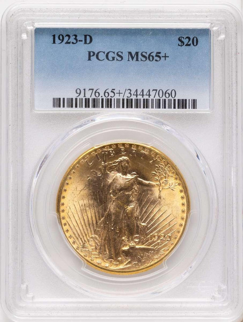 Bullionshark 1923-D $20 Saint Gaudens Double Eagle PCGS MS65  + - HAT508309015 