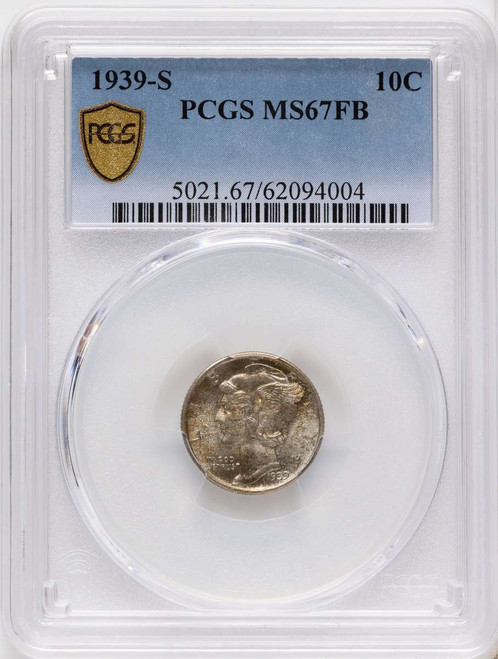 1939-S 10C Mercury Dime Coin PCGS MS67 coin front image