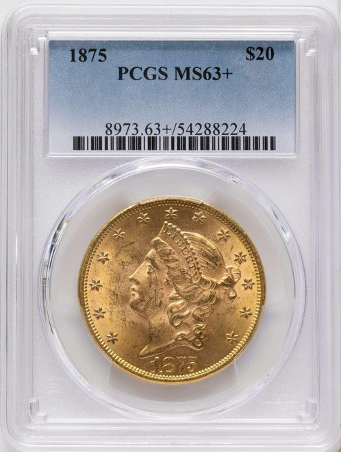 Bullionshark 1875 $20 Gold Liberty Double Eagle PCGS MS63  + - HAT171509059 