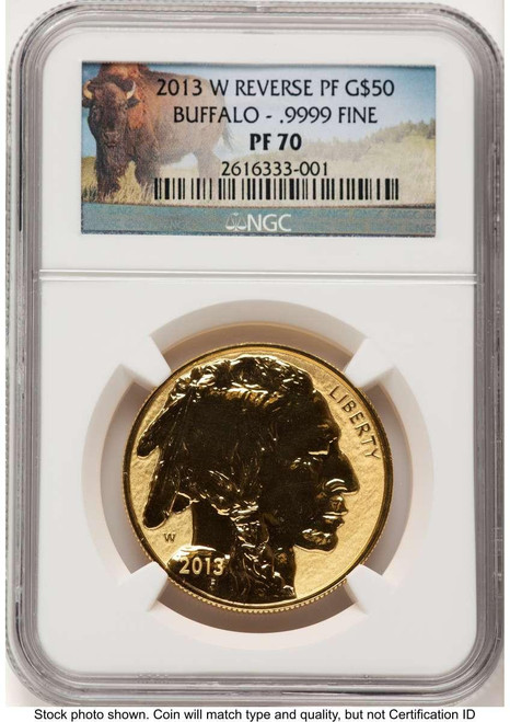 Bullionshark 2013-W $50 Reverse Proof 1 oz American Gold Buffalo Coin NGC rev PF70 - 100th Anniversary - HAT508335051 