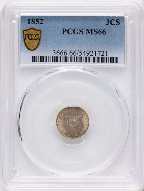 1852 3CS Three Cent Silver Coin PCGS MS66 coin front image