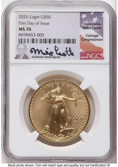 Bullionshark 2026 $50 1 oz American Gold Eagle Coin NGC MS70 - HAT524005034 