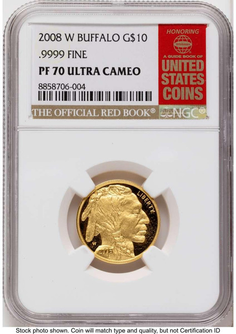 Bullionshark 2008-W $10 Proof 1/4 oz American Gold Buffalo Coin NGC PF70 UCAM - HAT785822146 
