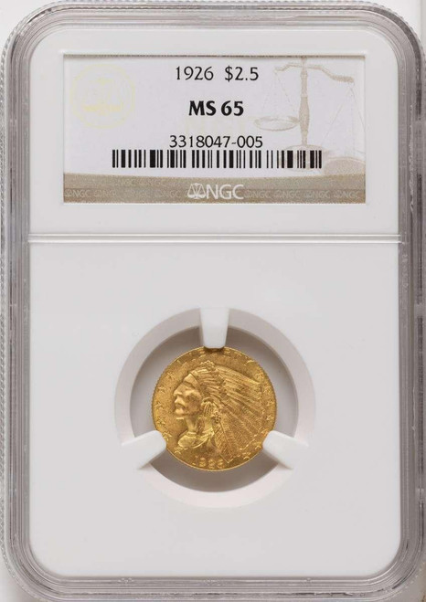 Bullionshark 1926 $2.5 Indian Gold Quarter Eagle Coin NGC MS65 - HAT525206036 