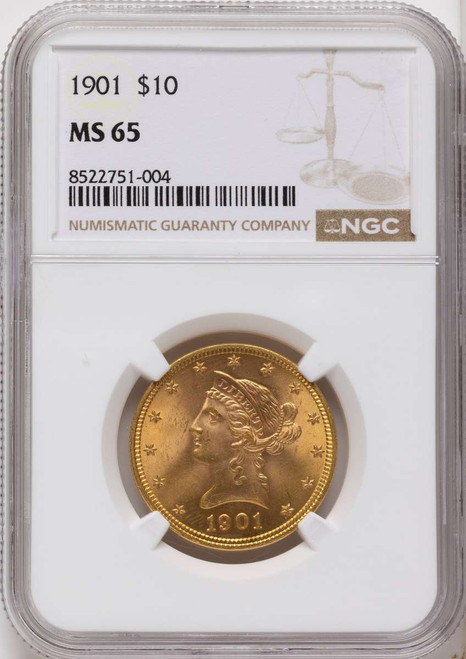1901 $10 Gold Liberty NGC MS65 coin front image