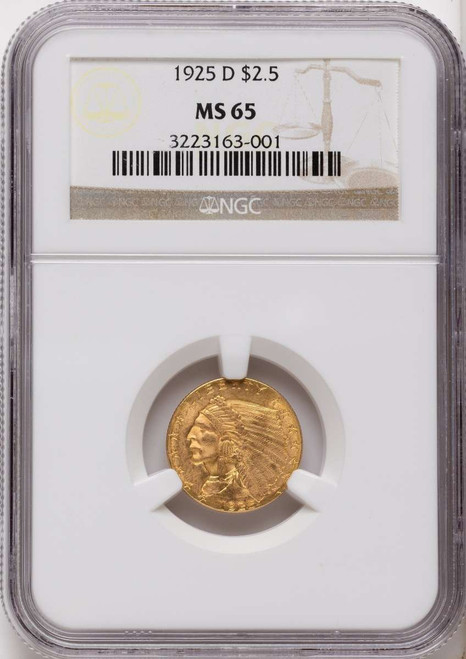 1925-D $2.5 Indian Gold Quarter Eagle Coin NGC MS65 coin front image