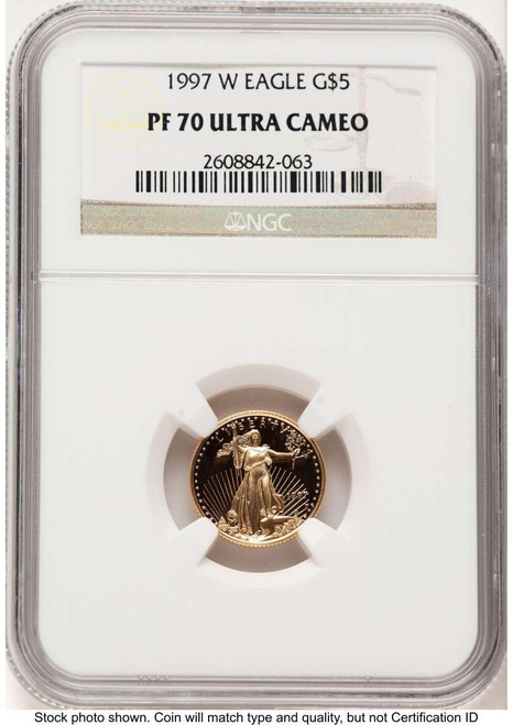 Bullionshark 1997-W $5 Proof 1/10 oz American Gold Eagle Coin NGC PF70 UCAM - HAT508335127 