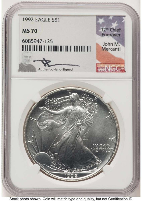 Bullionshark 1992 S$1 American Silver Eagle Coin NGC MS70 - HAT774670006 