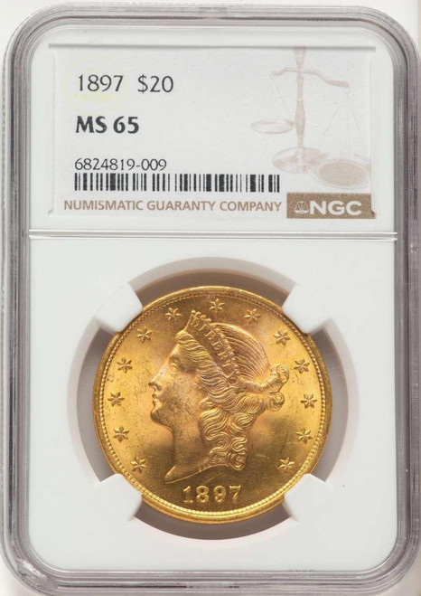 Bullionshark 1897 $20 Gold Liberty Double Eagle NGC MS65 - HAT784654005 