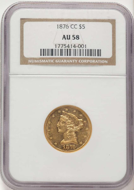 Bullionshark 1876-CC $5 Gold Liberty NGC AU58 - HAT776350004 