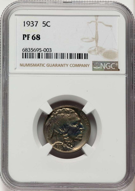 Bullionshark 1937 5C Proof Buffalo Nickel Coin NGC PF68 - HAT508388012 