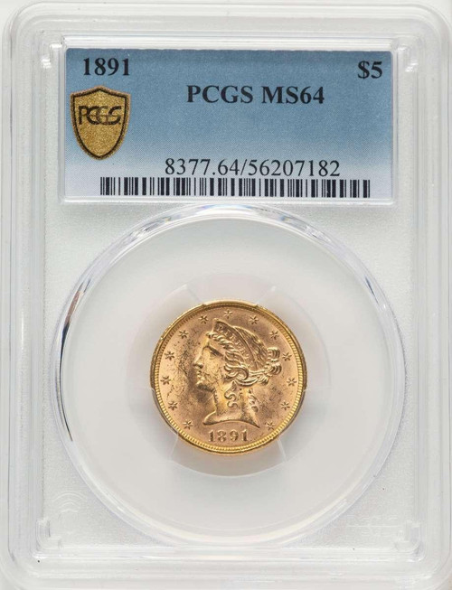 Bullionshark 1891 $5 Gold Liberty PCGS MS64 - HAT508388029 