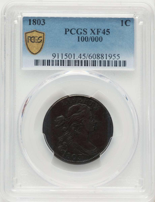 Bullionshark 1803 1C Large Cent Coin PCGS XF45   100/000 BN - HAT789656001 