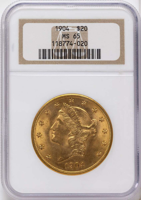1904 $20 Gold Liberty Double Eagle NGC MS65 coin front image