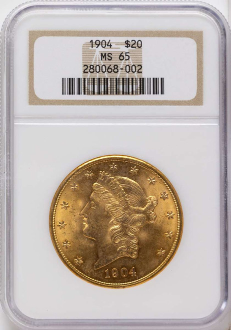 1904 $20 Gold Liberty Double Eagle NGC MS65 coin front image