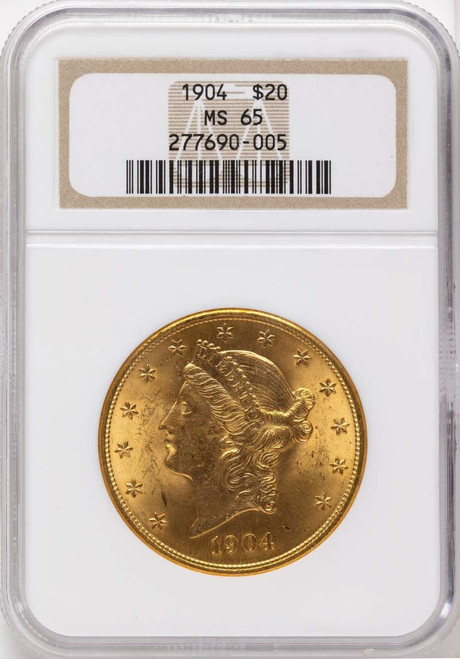1904 $20 Gold Liberty Double Eagle NGC MS65 coin front image