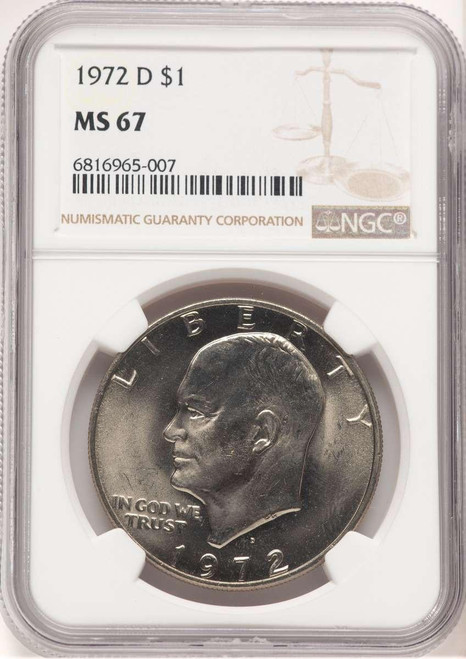 Bullionshark 1972-D $1 Eisenhower Dollar Coin NGC MS67 - HAT790015001 