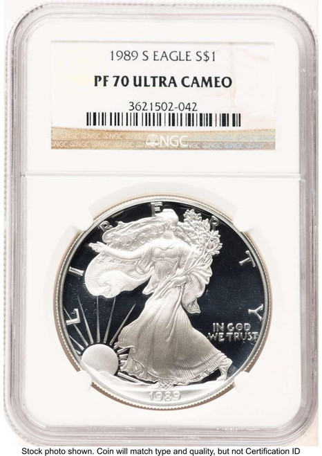 Bullionshark 1989-S S$1 Proof American Silver Eagle Coin NGC PF70 UCAM - HAT752100163 