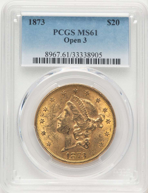 Bullionshark 1873 $20 Gold Liberty Double Eagle PCGS MS61   Open 3 - HAT785416007 
