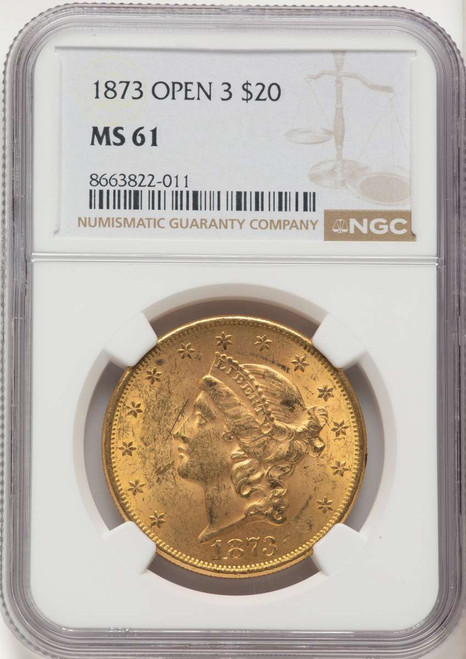 Bullionshark 1873 $20 Gold Liberty Double Eagle NGC MS61   Open 3 - HAT177456019 