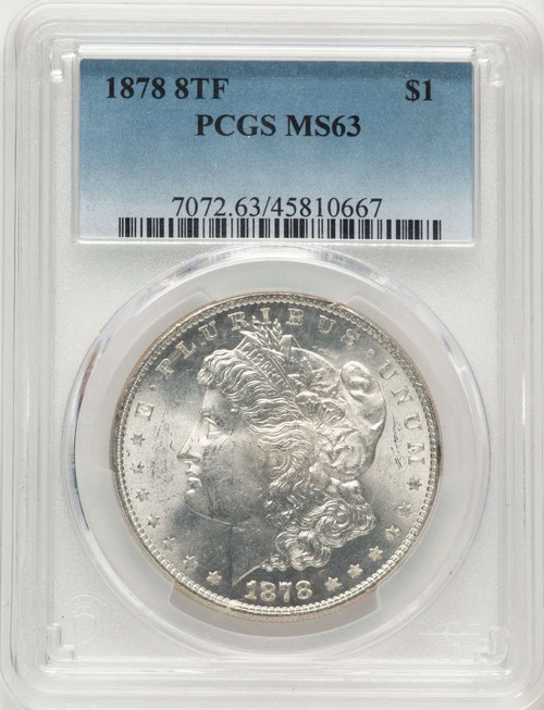 1878 8TF S$1 Morgan Silver Dollar Coin PCGS MS63 coin front image