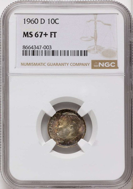 Bullionshark 1960-D 10C Roosevelt Dime Coin NGC MS67  + - HAT786962003 
