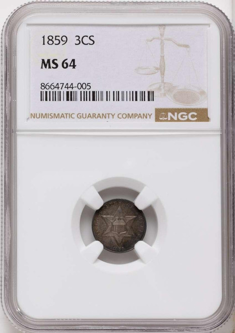 Bullionshark 1859 3CS Three Cent Silver Coin NGC MS64 - HAT788837001 
