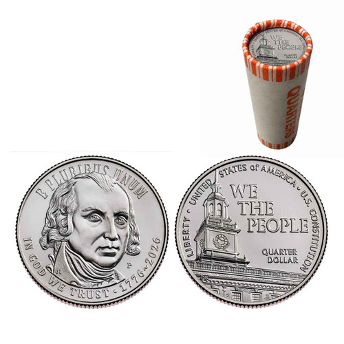  2026 P U.S. Constitution Quarter Roll BU 1776 - 2026 Dual Date - America 250 