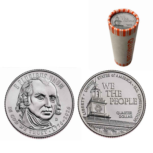 2026 D U.S. Constitution Quarter Roll BU 1776 - 2026 Dual Date - America 250 