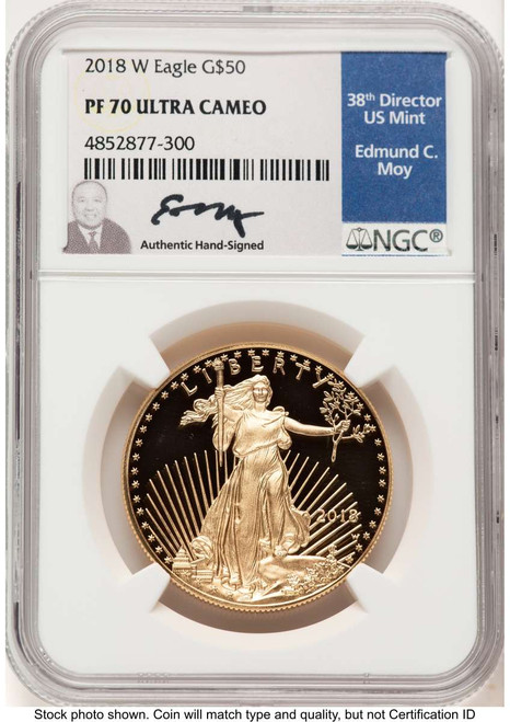 2018-W G$50 Proof 1 oz American Gold Eagle Coin NGC PF70 UCAM coin front image