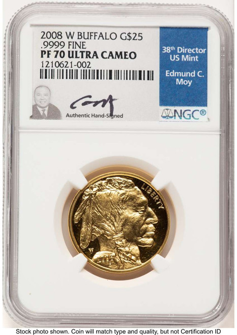 2008-W $25 Proof 1/2 oz American Gold Buffalo Coin NGC PF70 UCAM coin front image