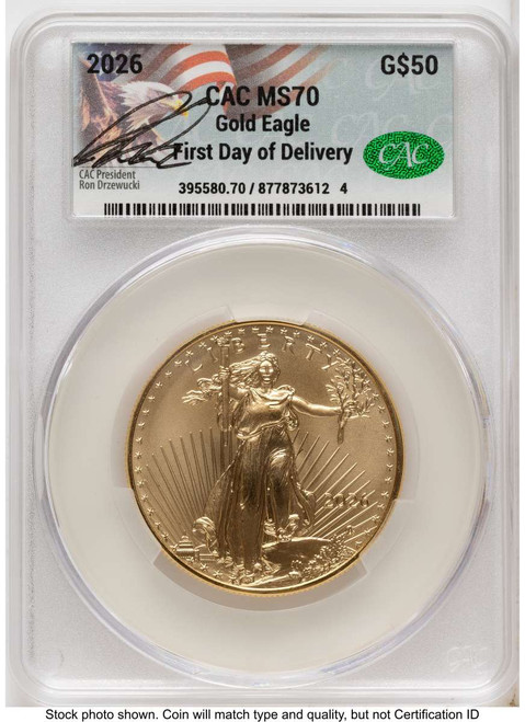 Bullionshark 2026 $50 1 oz American Gold Eagle Coin CACG MS70 - HAT785556077 