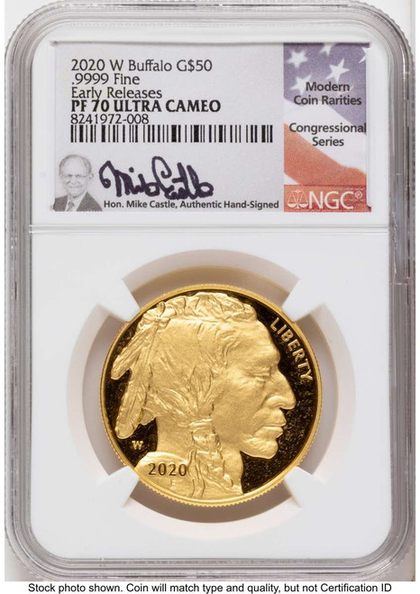 2020-W G$50 Proof 1 oz American Gold Buffalo Coin NGC PF70 UCAM coin front image