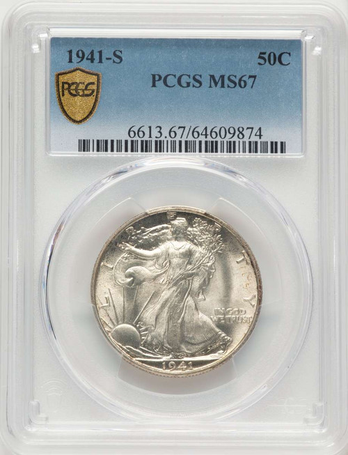1941-S 50C Walking Liberty Half Dollar Coin PCGS MS67 coin front image