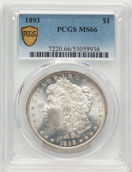 1893 S$1 Morgan Silver Dollar Coin PCGS MS66 coin front image