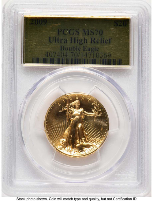 2009 $20 Gold High Relief Coin PCGS MS70   One-Ounce Gold Ultra  Twenty Dollar coin front image