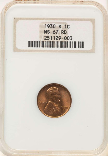 Bullionshark 1930-S 1C Lincoln Cent Coin NGC MS67     RD - HAT508388003 